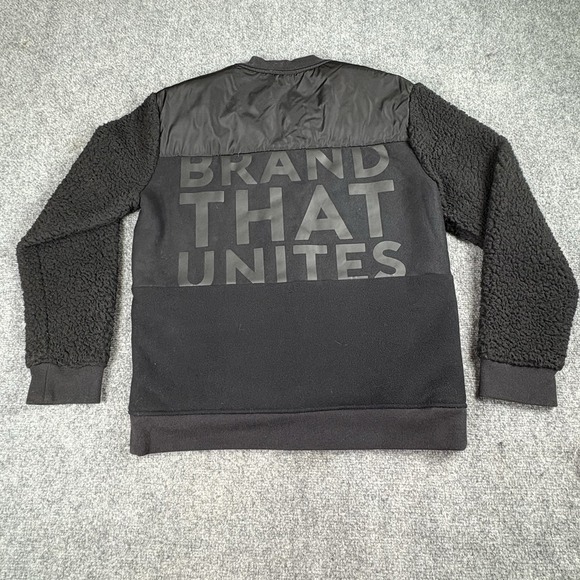 Express EXP Faux Fur Bomber Jacket Men's S Black Graphic Streetwear Athleisure - Picture 1 of 14